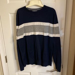 Large striped long sleeve pullover